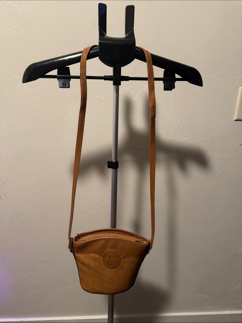 Vintage Leather Crossbody Bag with Embossed Logo